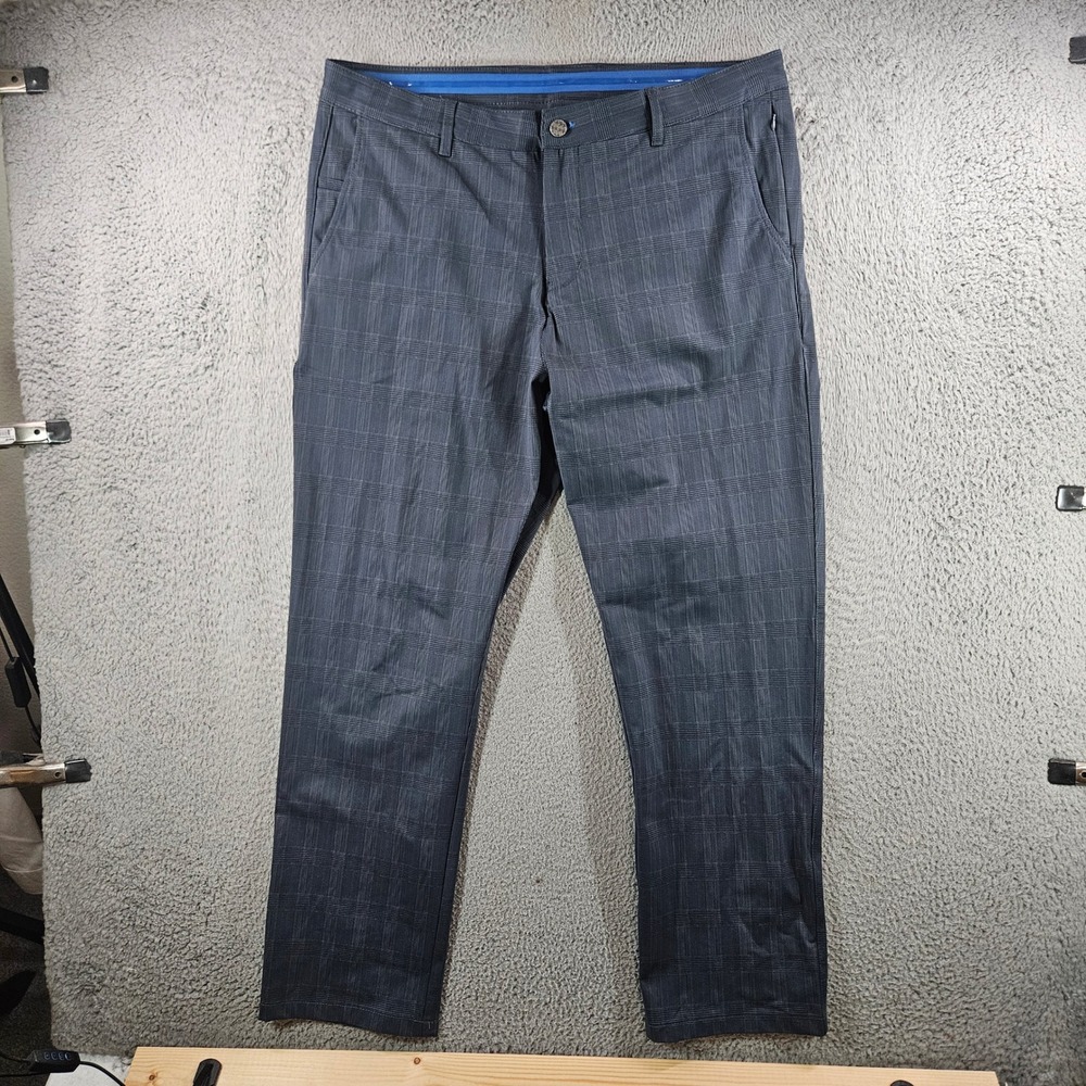 Twillory Mens Performance Pants Grey Plaid Tailored Fit Technical Fabric 38x32